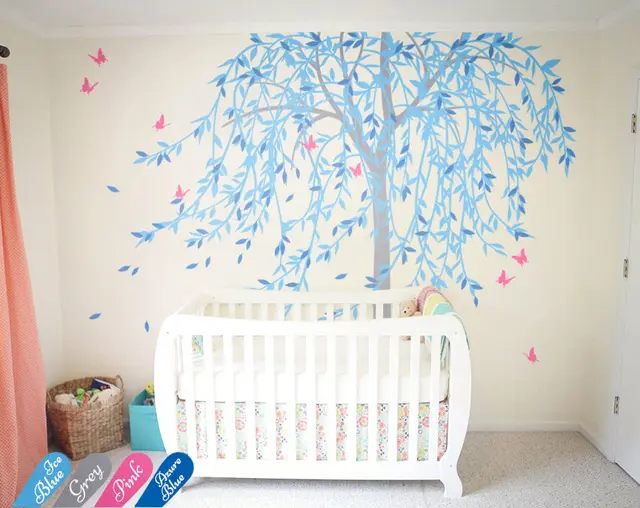 240cm Tall Large Willow Tree Decals Nursery Wall Stickers 240cm Tall Large Willow Tree Decals Nursery Wall Stickers Erfly Art Living Room Decor