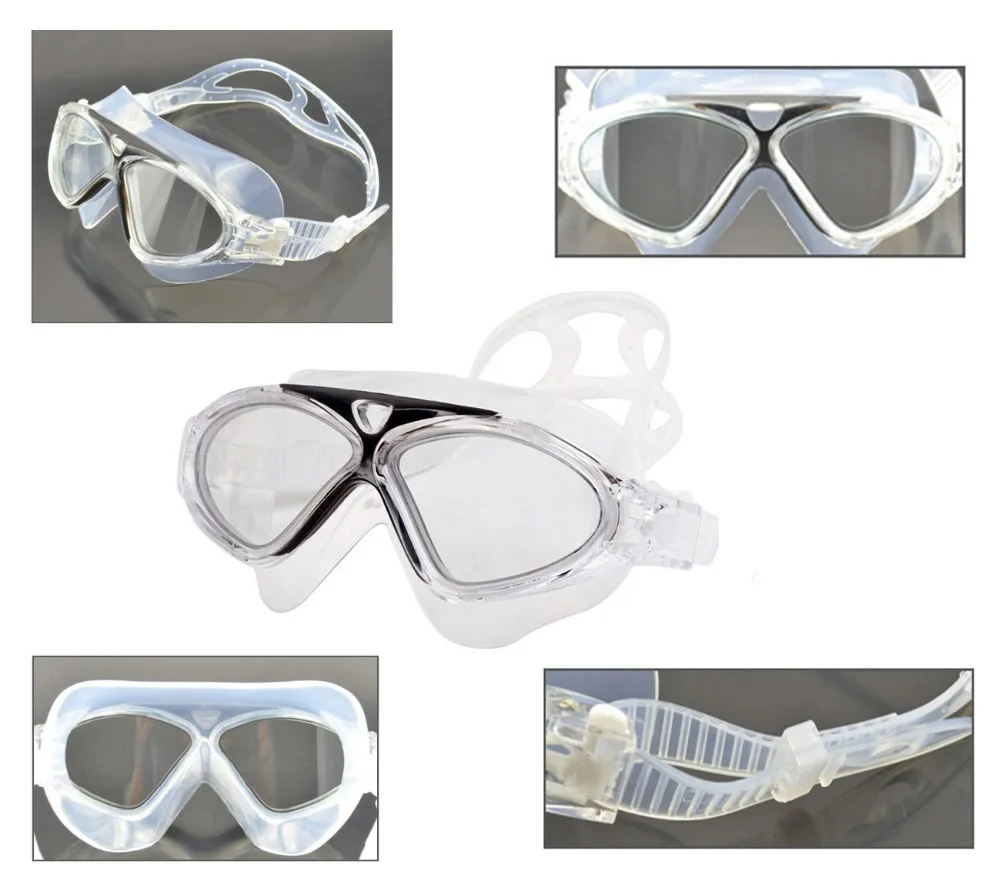 Противотуманные УФ очки для плавания с высокой четкостью, очки для плавания с большой рамой, одежда для плавания(черный цвет