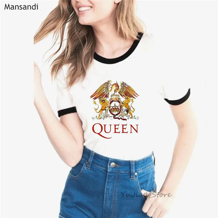 Футболка с принтом Фредди Меркьюри, женская одежда, забавная модная футболка с принтом королевы, женские летние топы, женская футболка - Цвет: Y40854 B