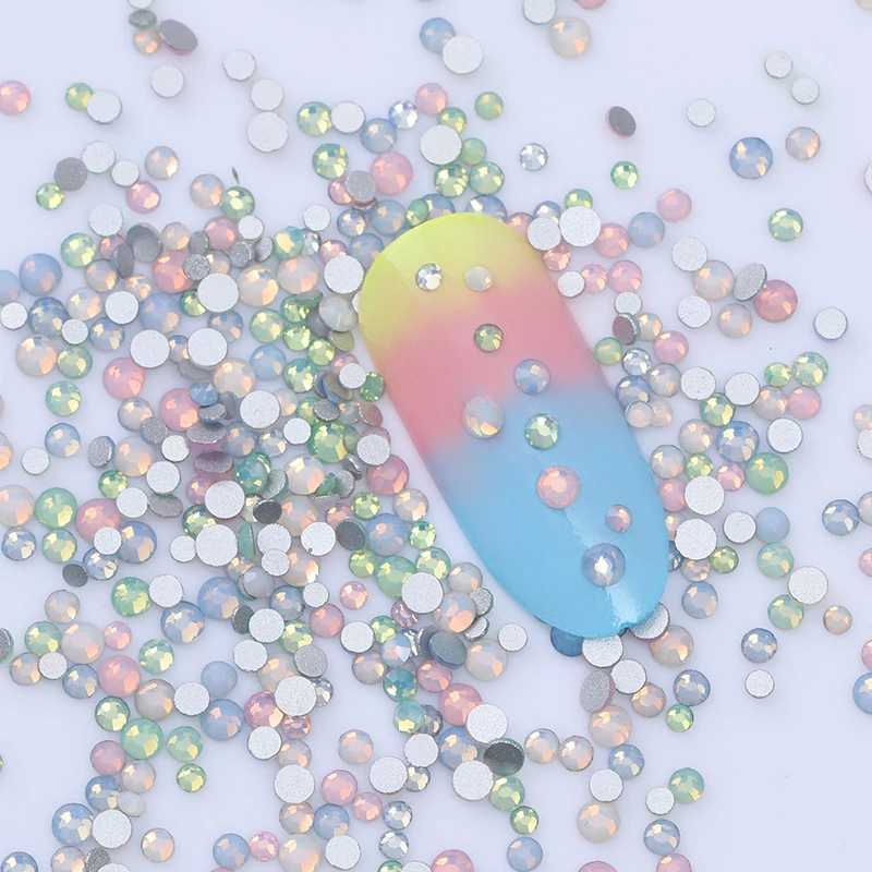 

BORN PRETTY Crystal Clear Colorful Opal Rhinestones Multi-size Flatback 3D Nail Decoration Manicure Decor Mix Sizes for Nail Art
