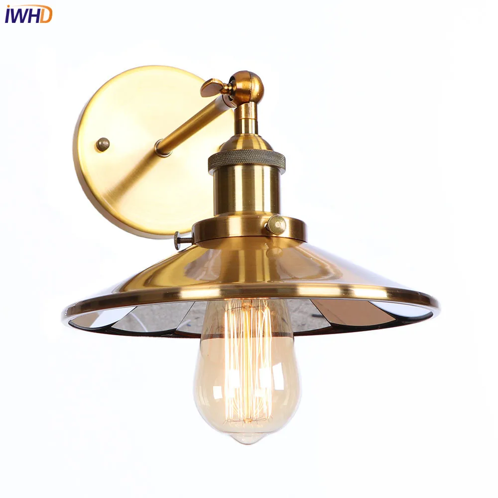 IWHD Golden Antique Vintage LED Wall Lamp Beside Living Room Edison Loft ndustrial Wall Lights Sconce Wandlampen Lampara Pared