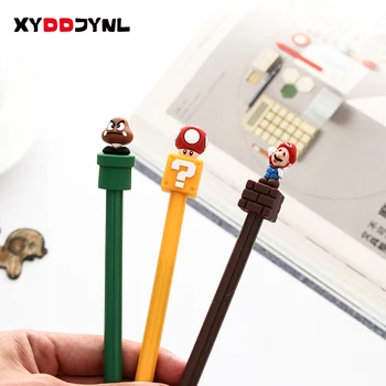 

4 Pcs Cute Kawaii Classic Game Characters Gel Pen Escolar Papelaria 0.5mm Black Ink Pen Korean Stationery School Office Supplies
