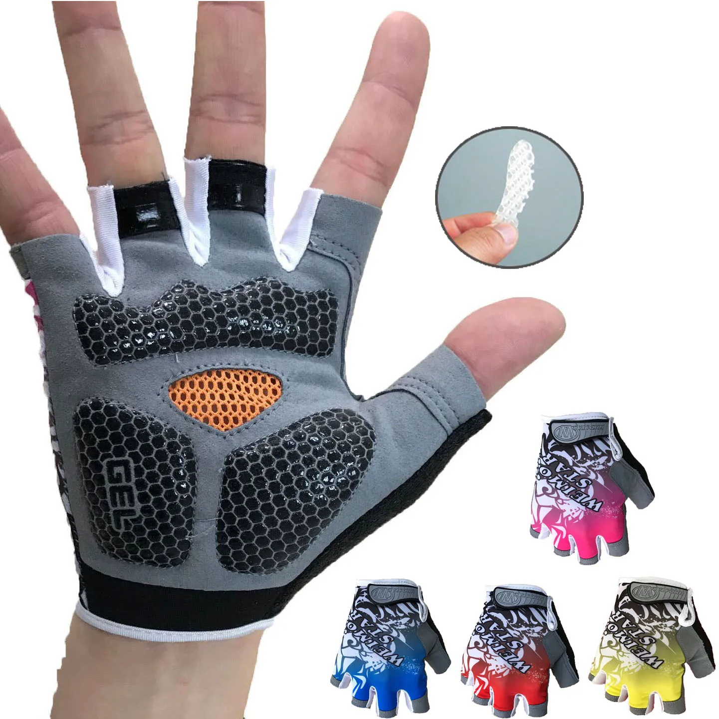 TELEYI Cycling Bike Half Finger Gloves Shockproof Breathable MTB