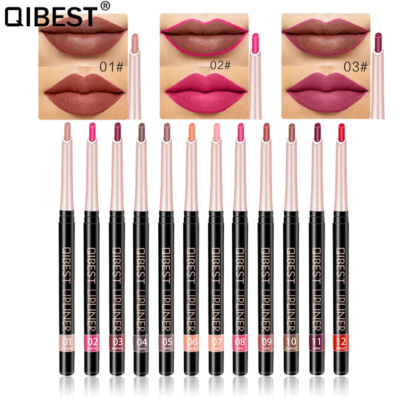 

QiBest 12 Colors/set Matte Lip Liner Pencil Kit Waterproof Long Lasting Matte Lipliner Pen Makeup Cosmetic Tools Lip liner Pen