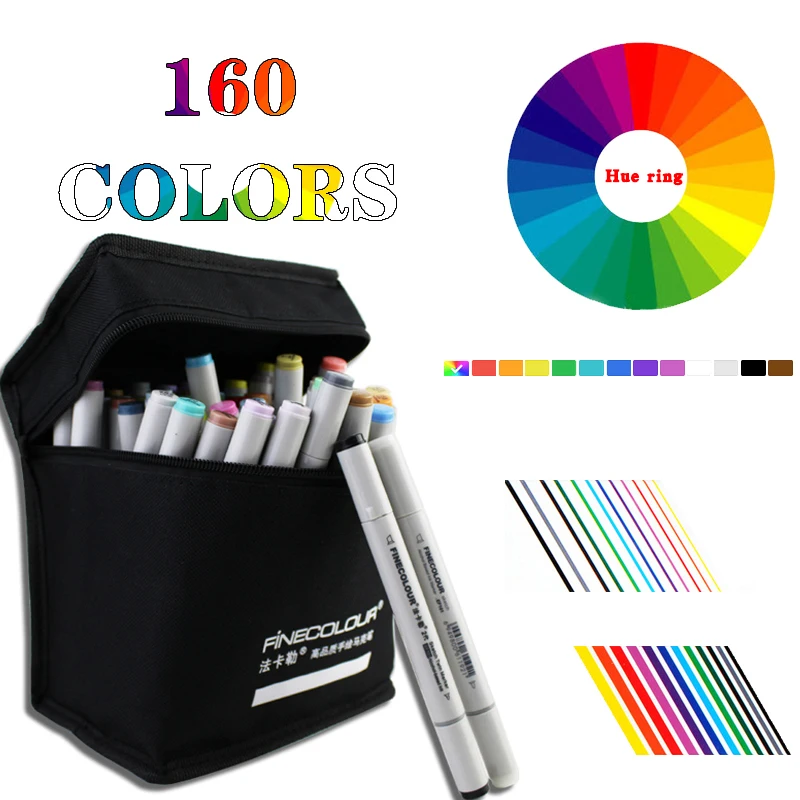 160 Colors Marker Set Double Headed Marker Pen Examiniation Industrial