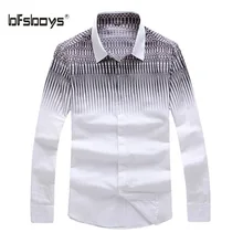BFSBOYS 2017 Men Dress Eu Size Shirt Full Sleeve Business Striped Casual White Shirts Formal Office Brand for Male Quality A1031