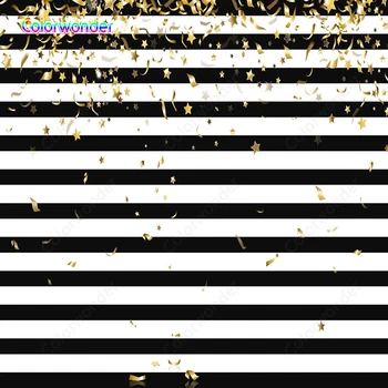 

Colorwonder Photography Background Black and White Stripes with Twinkle Stars and Ribbons Seamless Backdrop for Photo Booth Prop