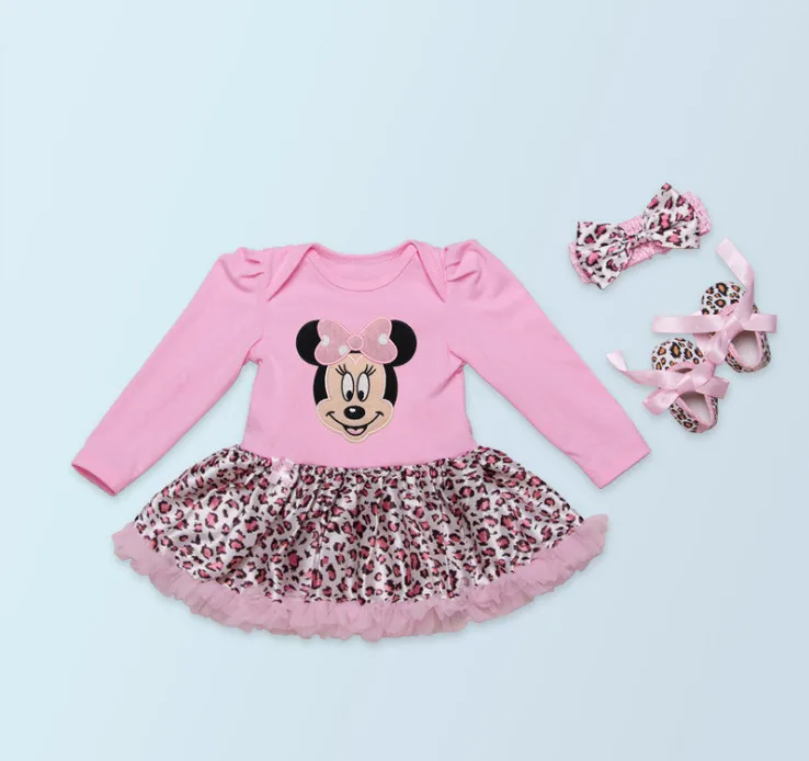 Комплект одежды для маленьких девочек; комбинезоны с длинными рукавами для новорожденных; леопардовое платье-пачка; кружевные гетры; повязка на голову; детская одежда - Цвет: 3 piece set