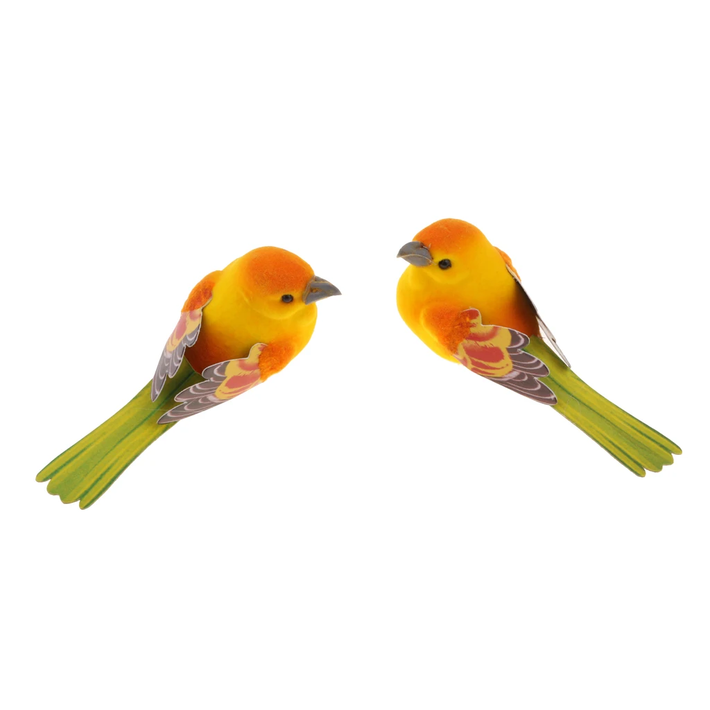 2pcs Artificial Realistic Decor Fake Bird Simulation Home Ornament Bird  For Garden Home Wedding Decor