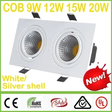 Новые квадратный-2*(9 Вт, 12 Вт, 15 Вт, 20 Вт,) COB светодиодный локальный светильник, 18 Вт, 24 Вт, 30 Вт, 40 Вт, Светильник Встраиваемые потолочные лампы светильники SAA UL лампы натуральный свет CE
