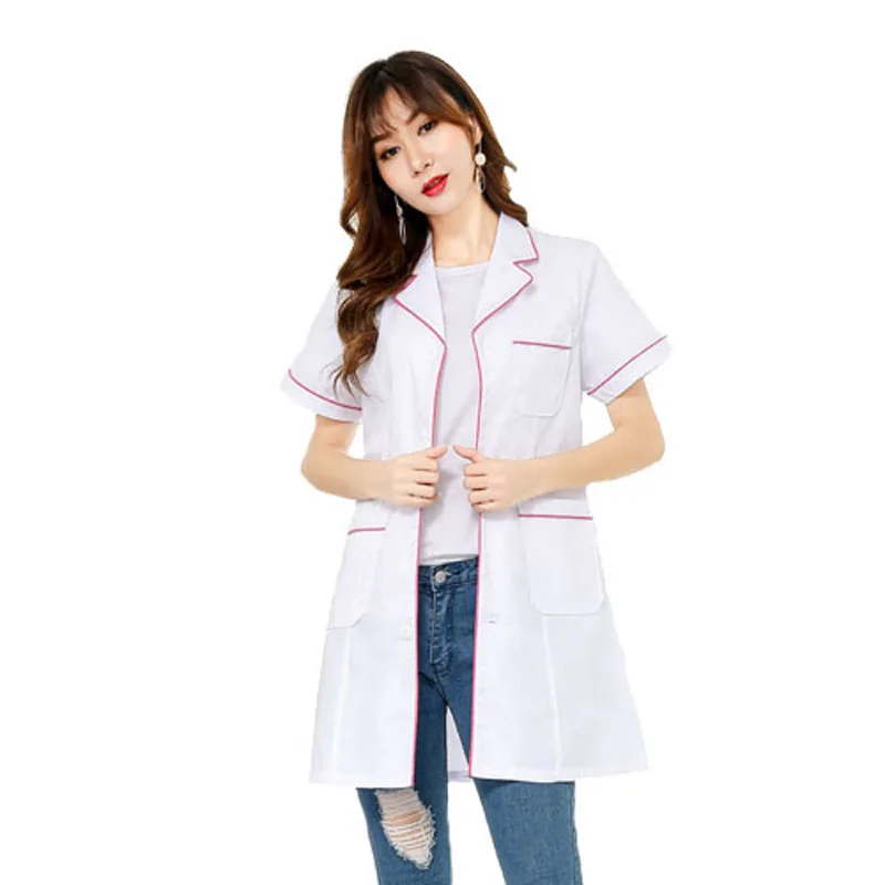 Женское модное платье с лацканами с коротким рукавом Lab Coat (Mock wrap)