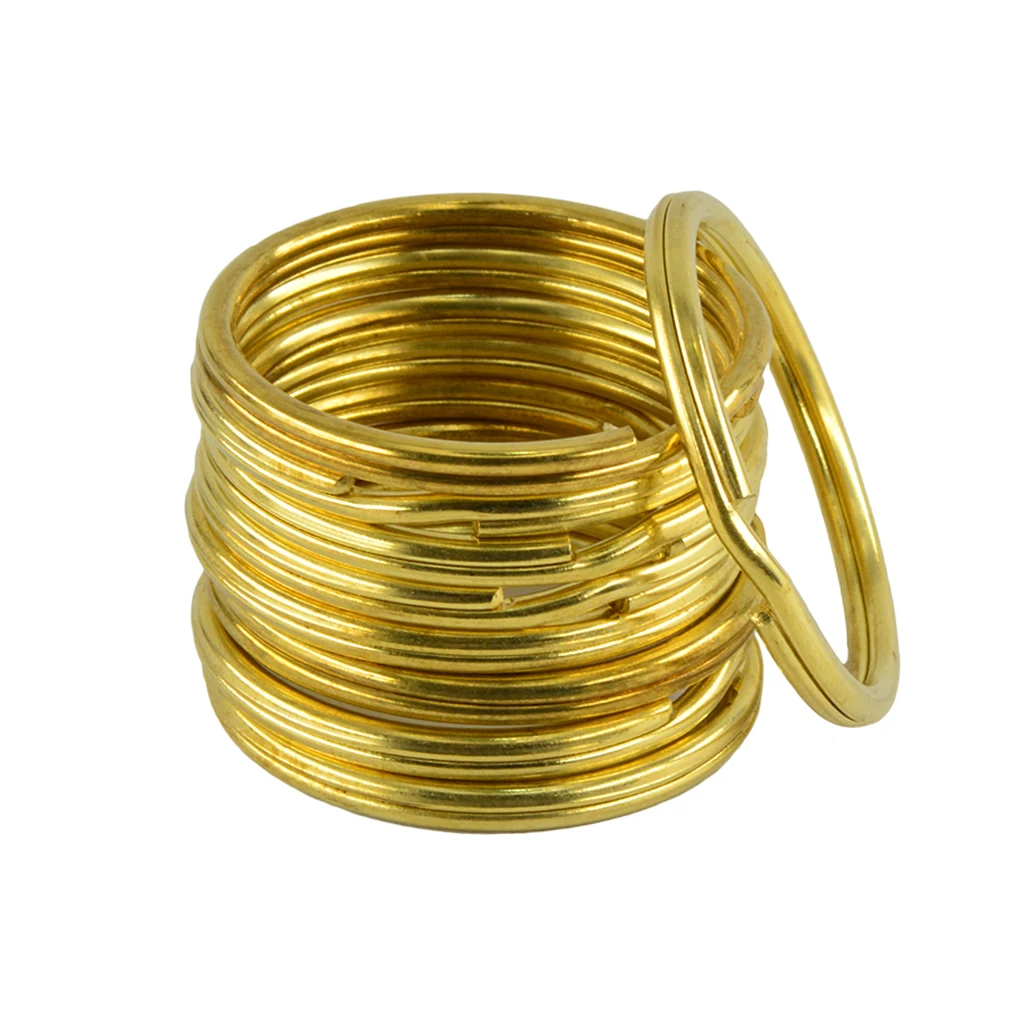 20 Pcs 15mm High Quality Round Solid Brass Split Key Ring Chain Hook Hardware Keychains for DIY Accessories