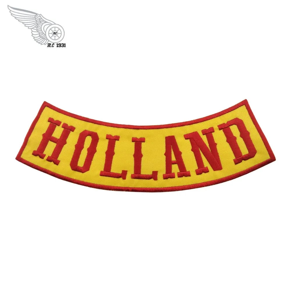 Bandidos Outlaw Holland Rocker Patches Iron On Back of Jacket Patch Yellow twill fabric Free Shipping DIY Eco-Friendly Custom (1)