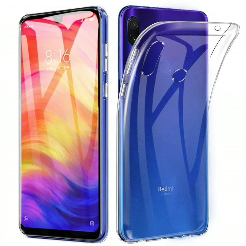 Чехол для Xiaomi Redmi 7 Чехол Redmi Note 7 Мягкий Бампер противоударный чехол для телефона для Xiaomi Note 8 Pro задняя крышка из углеродного волокна - Цвет: Прозрачный