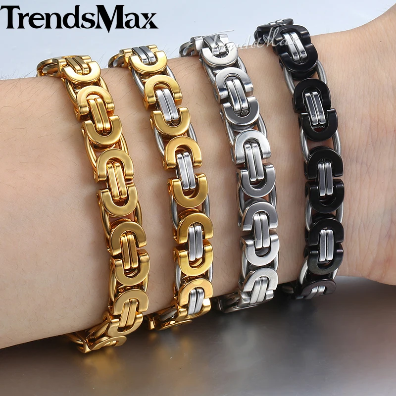 

Personalized 7/9/11mm Men's Bracelet Stainless Steel Byzantine Link Chain Gold Silver Black Bracelets Male Jewelry 7-11" KBB1