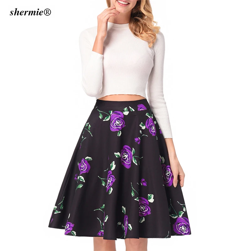 Bohemian Maxi Rock Mit Blumendruck - Hohe Taille & Seitentaschen Für Damen