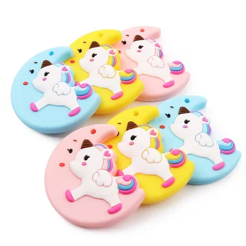 

10pc/lot Silicone Teether Pacifier Clips Pendant BPA FREE Teething Silicone Nurse Accessories Baby Shower Gift Moon Shaped