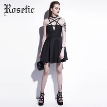 Rosetic Gothic Mini Dress Black Pentagram 2017 Summer Sexy Women Short Goth Fashion Dresses Sleeveless A-Line Gothic Mini Dress