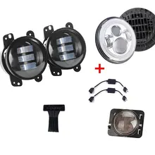 Pair 4 Inch 30w Led Fog Light +7inch Chrome Led Projector Daymaker+Led Third Brake Lights+Side Marker Lights for JK