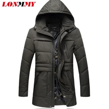 LONMMY 6XL 7XL зимняя куртка мужская парка длинная Стильная утепленная куртка с капюшоном из искусственного меха пальто Мужская Повседневная Верхняя одежда Новинка