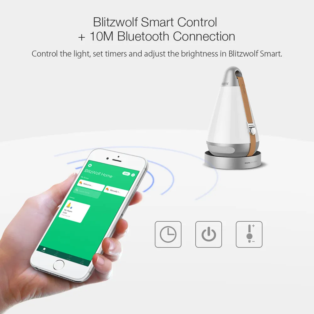 BlitzWolf BW-LT12 портативный bluetooth 4,1 умный ночной Светильник 3500K Цветовая температура 140лм с управлением через приложение usb зарядка для дома