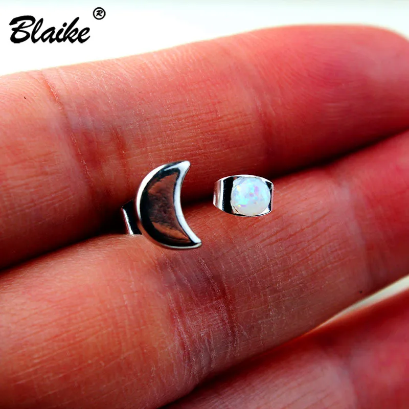Женские серьги пусеты Blaike корейские маленькие с искусственным опалом