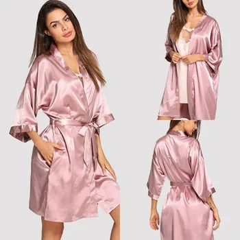 

2019 Women Sexy BathRobe Plus Size Night Robe Custom Made Half Sleeve Loose Sleepwear Nightgown Robes Summer Homedress