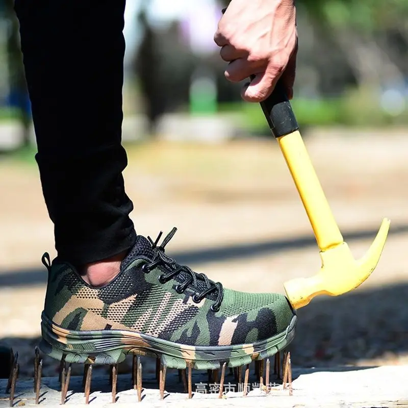 

Masorini Shoes Steel Toe Cap Camo Spring Breathable Mesh Casual Shoe Labor Insurance Puncture Proof Work Sneakers Mens WW-608