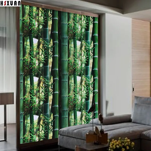 Opaco esmerilado 3d bambú tinte de impresión puerta corredera pvc No