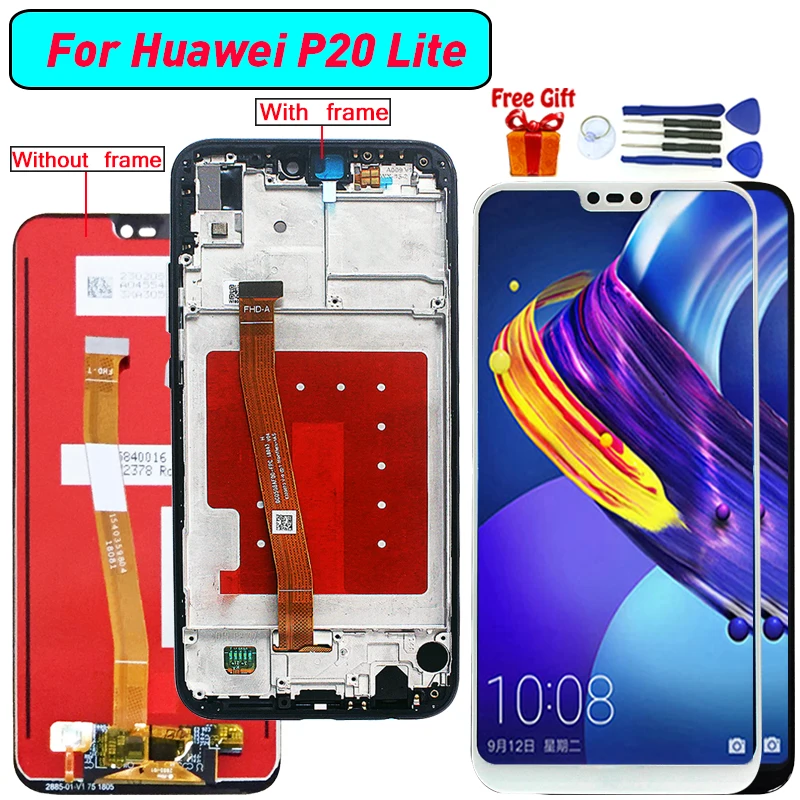 

For Huawei P20 Lite LCD Display+Touch Screen Digitizer Assembly With Frame Replacement for Huawei Nova 3E ANE LX1 LX3 L23 L03