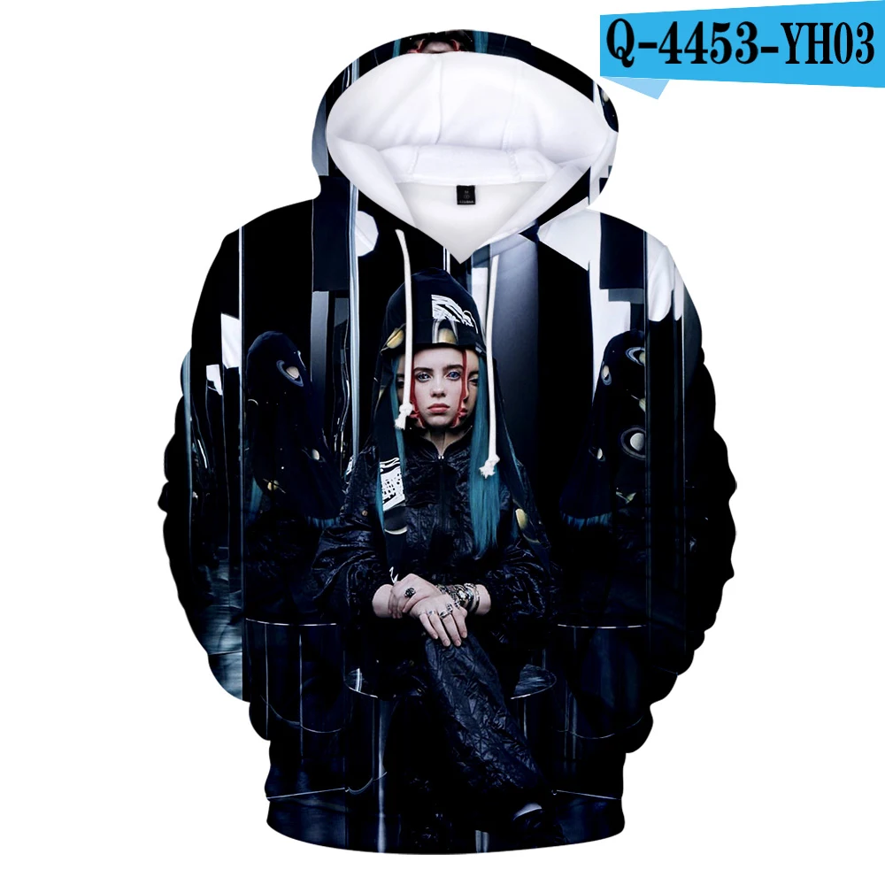 Billie Eilish 3D толстовки женские мужские Модные осенние Harajuku Billie Eilish 3D принт женские толстовки и толстовки желтый 4XL - Цвет: 3D