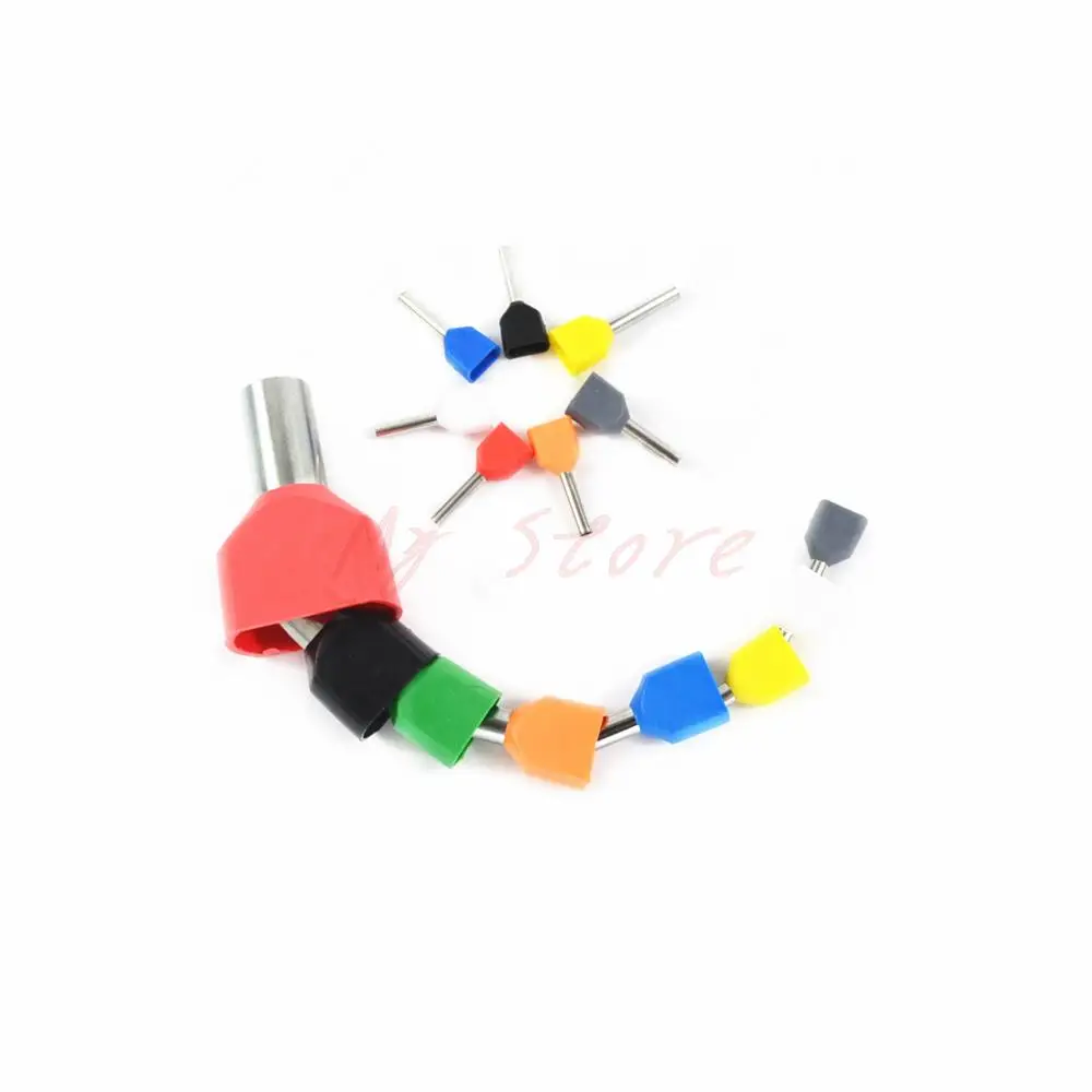 

25PCS type double pipe insulated cold-press terminal Needle end Multicolor optional default red TE2513