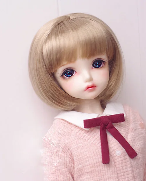 BJD кукла парики молочный чай коричневый центральная часть стрижка Боб имитация мохер парики для 1/3 1/4 1/6 BJD DD SD MSD YOSD кукла парики - Цвет: milk tea brown