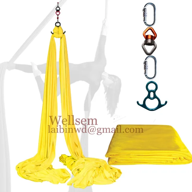Best price at $159 Cheap Wellsem 9 Yards Aerial Silks Equipment Anti-gravity Yoga Hammock Swing Yoga for Acrobatic Gymnastics Flying Dance Performance