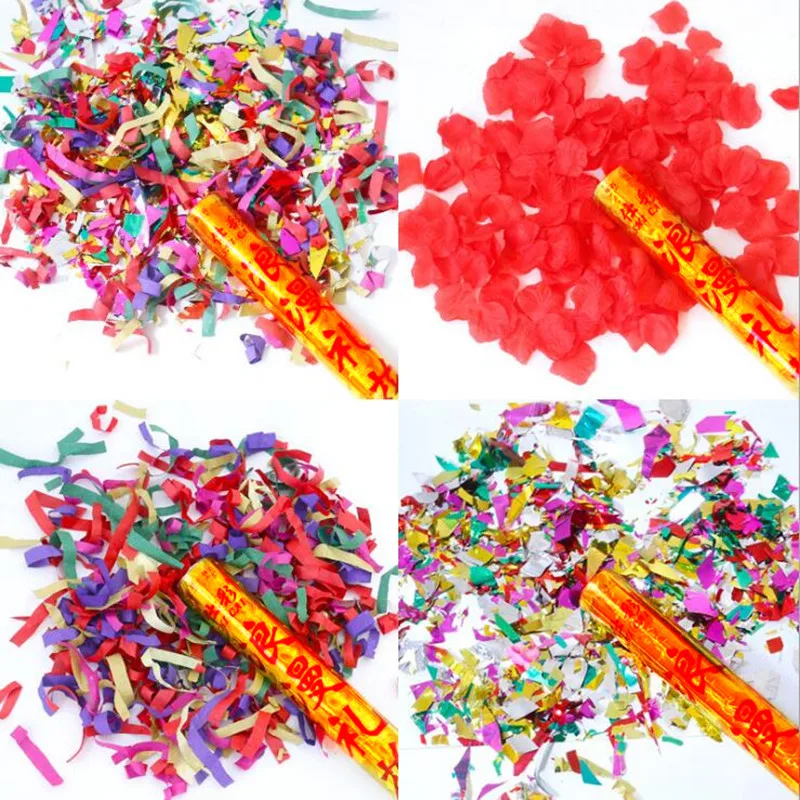 2018 Rose Confetti Poppers Fireworks Salute Marriage Wedding Tube Confetti Wedding Birthday