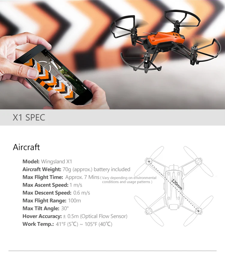 Мини-Дрон Wingsland X1 с Wi-Fi FPV микромодулем, гоночный Дрон с оптическим потоком, по сравнению с DJI Tello