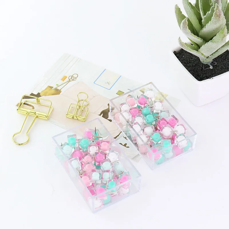 Transparent Color Thumbtack Plastic Push Pin for Photo Wall Soft Board Wood Cork Board map pins fashion creative-gift TUTU H0242 push pins