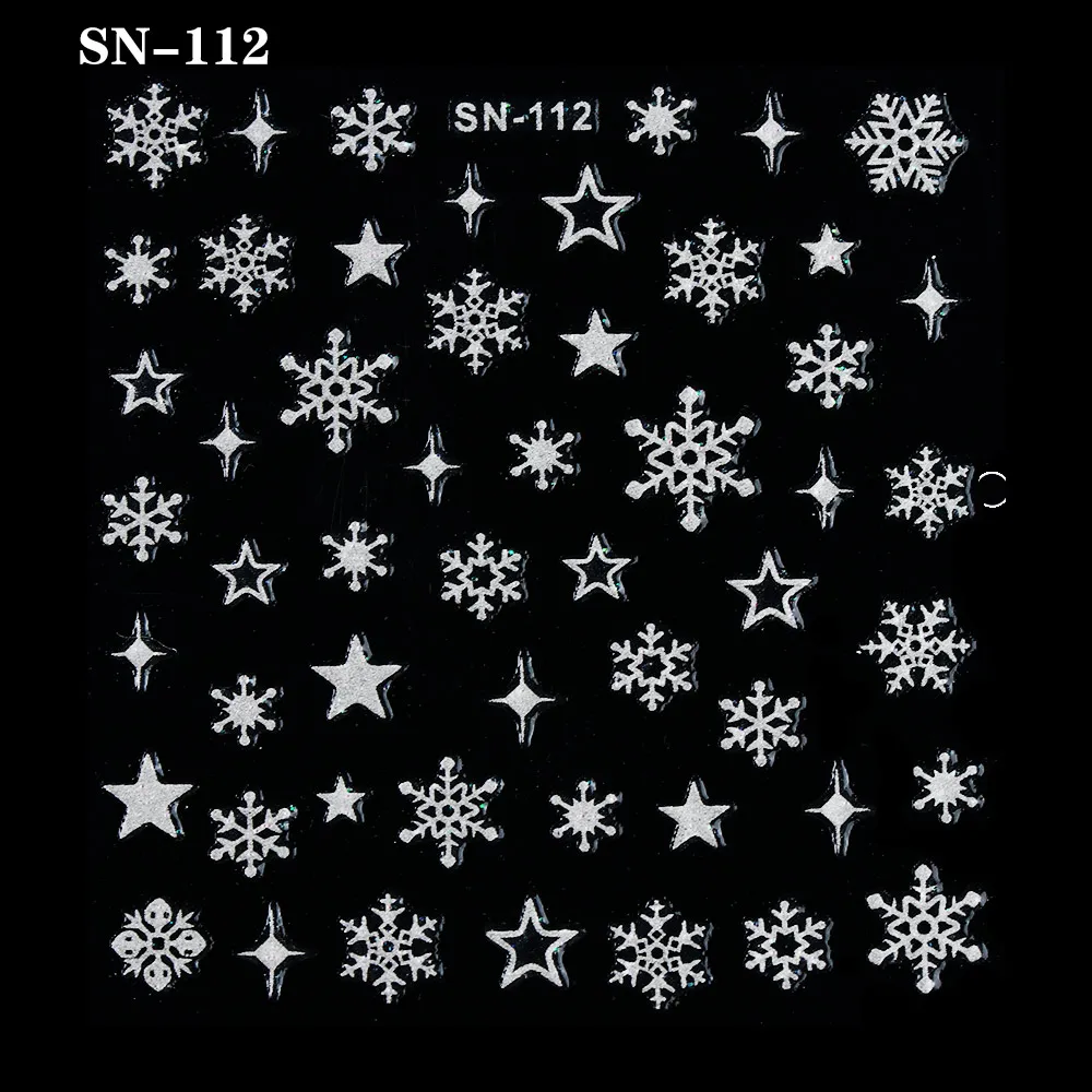 Christmas Theme Nail Sticker Xmas Santa Snowman Designs Nail Art DIY Craft Wraps Water Transfer Sticker New Year Nail Decal Gift - Color: SN-112