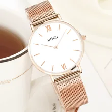 BINZI Ultrathin Women Watches Quartz Stainless Stell Watch Women Gold Ladies Watch Simple Grace Waterproof Relogio