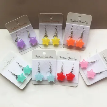 

Macarons Sweet Star Candy Drop Earring, Colorful Acrylic Earrings Hypoallergenic Earrings Simple Designs Party Jewelry Wholesale