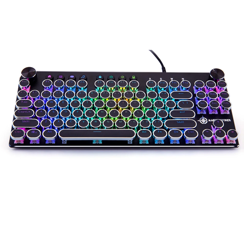 

MK11 Round Punk Keycap Gaming Keyboard 87key Electronic Keyboard With RGB Backlight Game Wired Keyboard