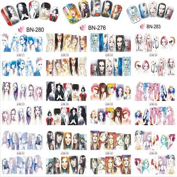 

12 designs/sheet Stickers For Nails Sexy Women Water transfer Nail Sticker 16.5*25.5 Lady Decals Slider For Nails Art Decoration