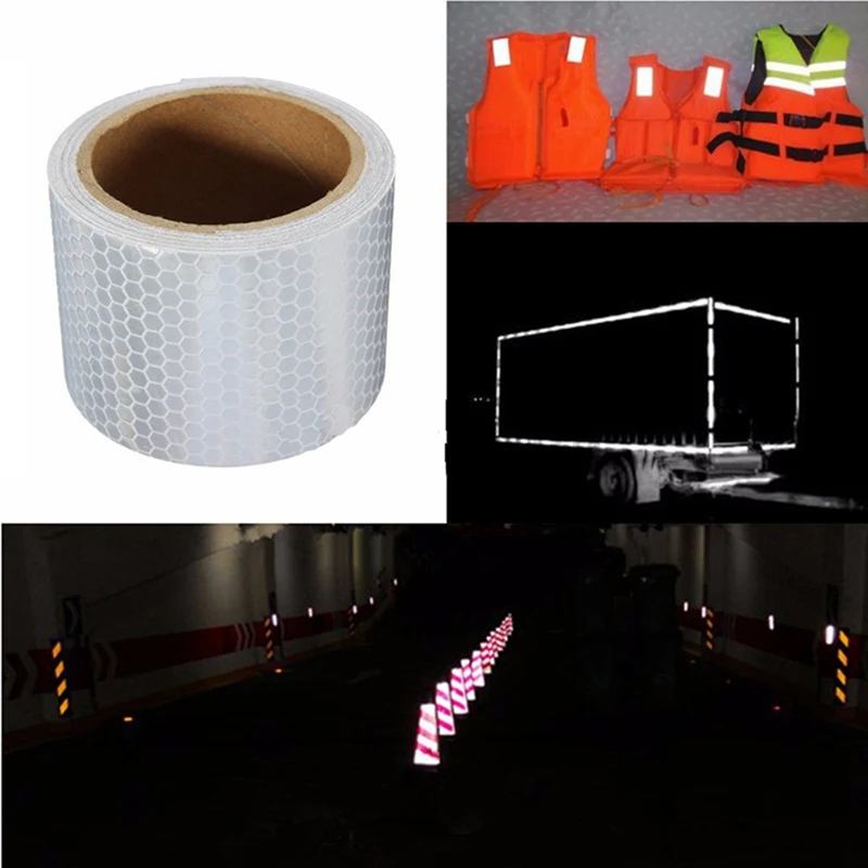 

Security Caution Reflective Tape Warning Tape Sticker Self Adhesive Waterproof Pure Color Reflect Light Safety 5x100cm