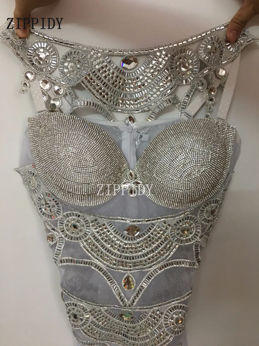 Боди женское с блестящими кристаллами 3 цвета|rhinestone costume|female singerstage wear |