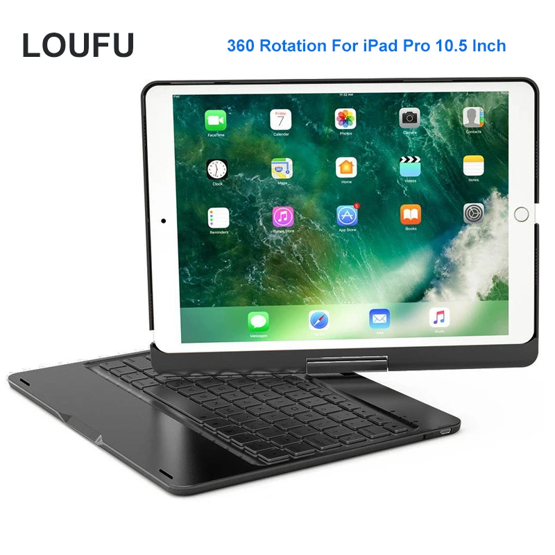 

Loufu Rotation 360 For iPad Pro 10.5 Keyboard Case With 7 Color Backlit And Breathing Light For iPad 10.5 Keyboard A1701 A1709