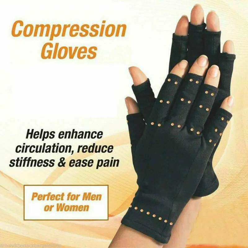 

Unisex Men Women Arthritis Gloves Fingerless Medical Support Therapeutic Copper Fit Compression