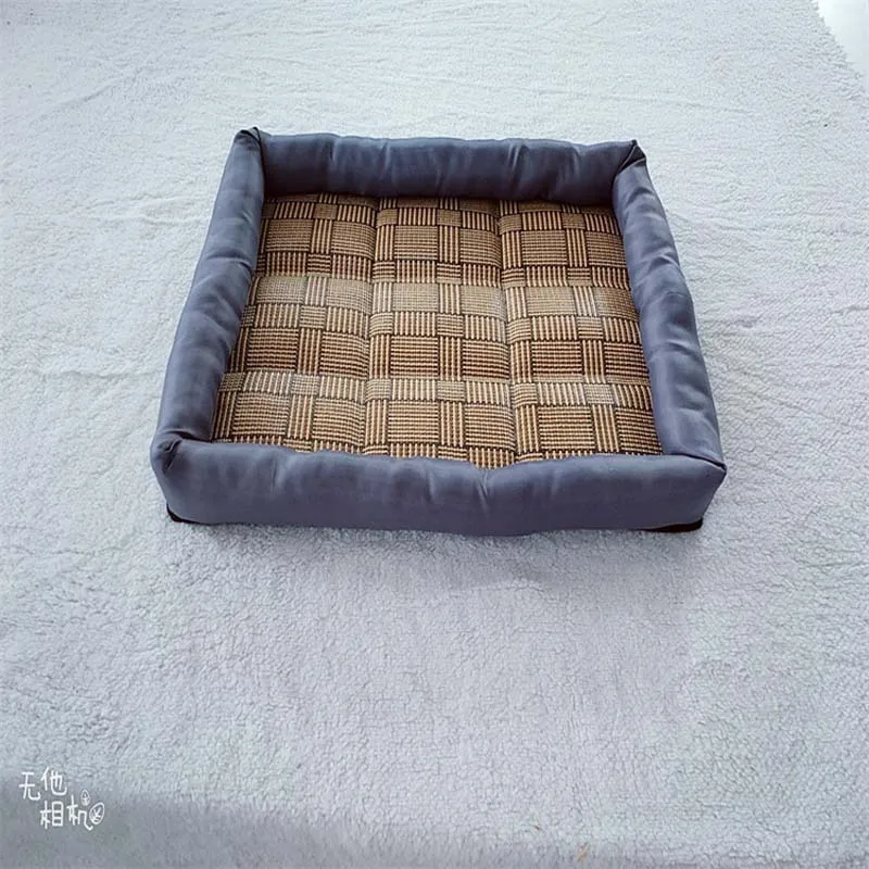 grey rattan Плетением и алюминиевым Кот охлаждающий коврик одежда из Ice Silk щенок подушки рвется Лето кровать собаки для маленьких и больших собак домашних животных гнездо нескользкая подстилка для кошки - Цвет: grey rattan