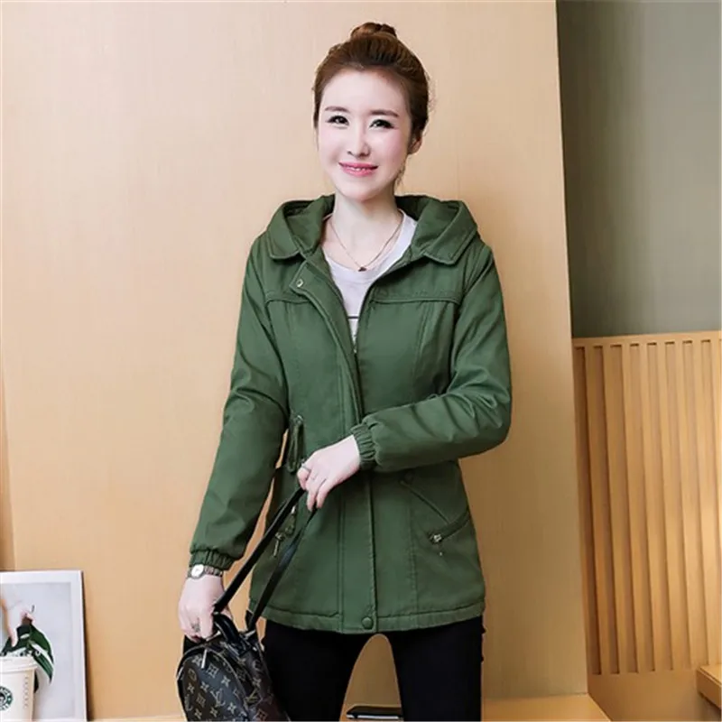 2018 Spring Women Korean Jacket Casual Short Windbreaker Hooded Zipper Coat