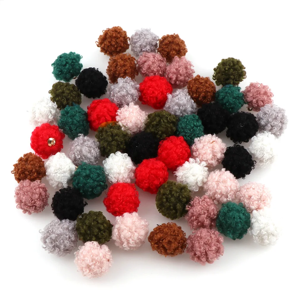 

20 pieces 18mm Colorful Soft Curl Ball Hairball Fashion Charms Pendant Finding For HairJewelry DIY Accessories Earring Charms