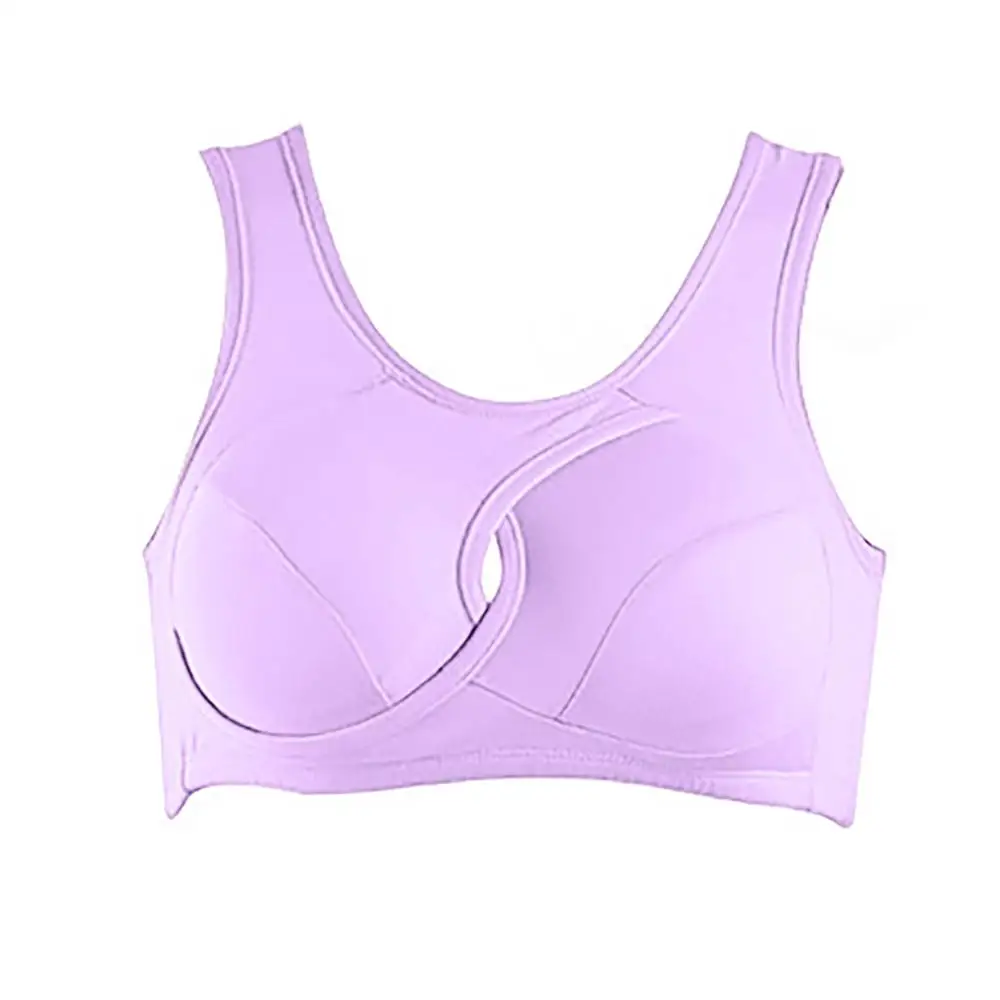 Girls Women Solid Seamles Stretch Sport Bra Top Gym Fitness Underwear Crop Top Running Sports Vest Tank Bras M/L/XL - Цвет: Purple